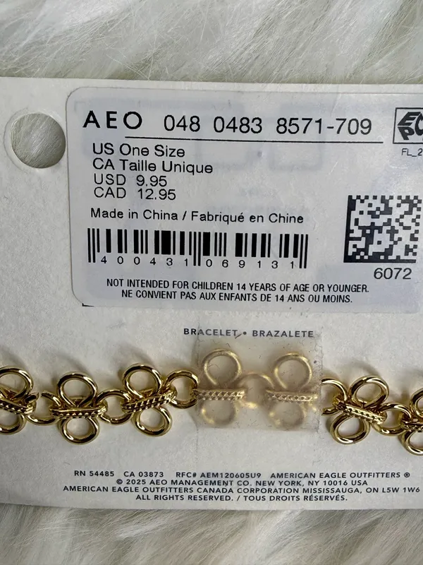 American Eagle Gold Bow Link Bracelet – New with Tags - Image 3