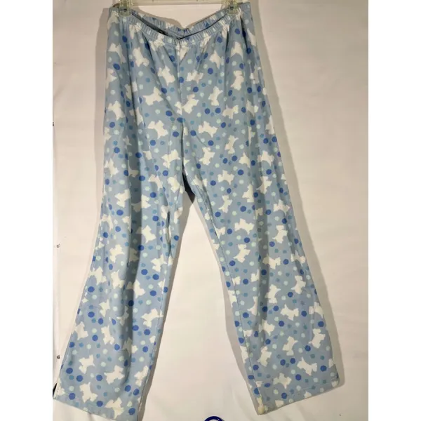VS‎ Pink K Fleece Scottie Dog Polka Dot PJ Set Women L Blue Long Sleeve Cozy - Image 6