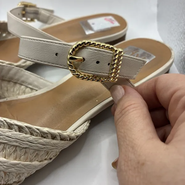 Dolce Vita Raffia Buckle Mule Sandals Natural Slip On Women’s Size 8 - Image 2