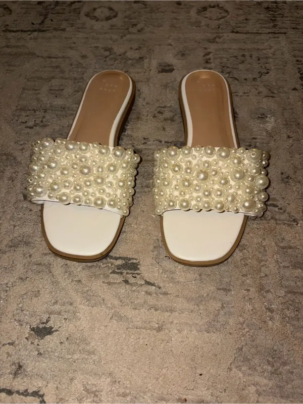 a new day Ivory Pearl-Embellished Slide Sandals - Image 2