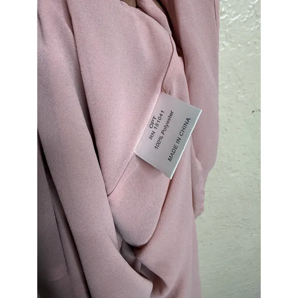 O.P.T. Gigi Ruffled Ruched Chiffon Tie Strap Cami Midi Dress size S Blush Pink - Image 10