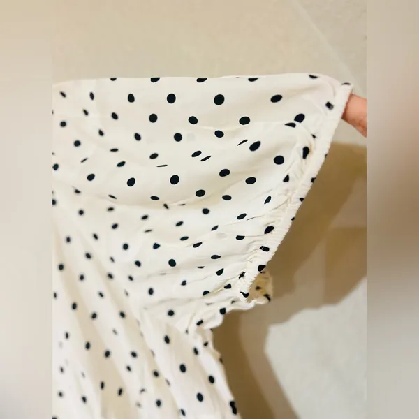 A New Day Black and White Puff Sleeve Mini Wrap Dress 2X - Image 8