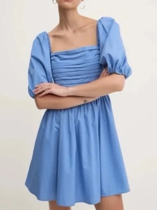 Abercrombie and Fitch Emerson Poplin Puff Sleeve Mini Dress in Powder Blue Small - Image 9