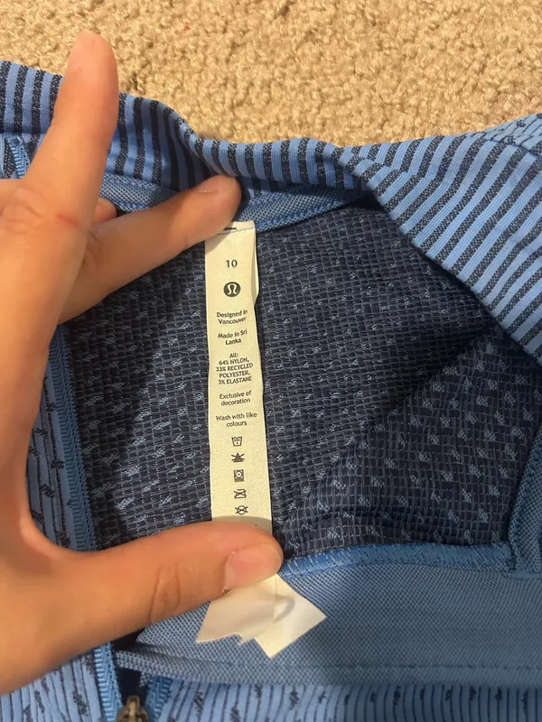 Lululemon Athletica Blue Patterned Half-Zip Top - Image 9