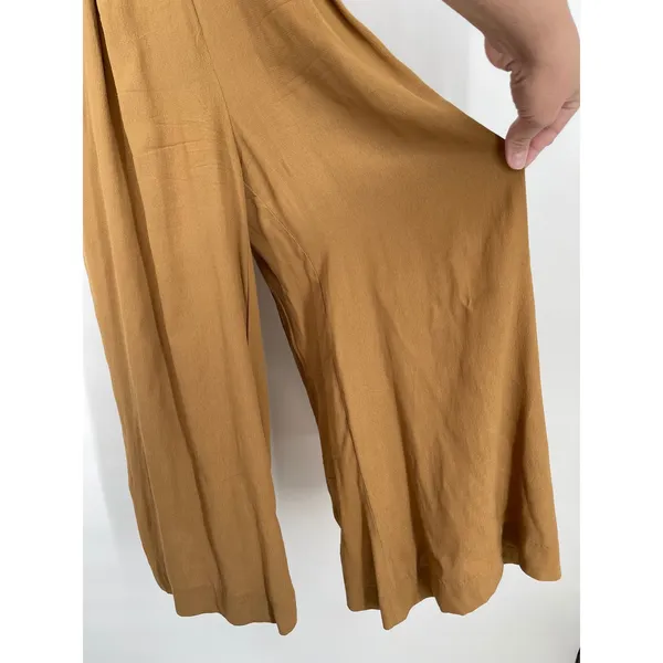 Free People Eileen Jumpsuit Wide Leg Lace Trim‎ Tan Size 0 Boho Coastal Neutral - Image 4