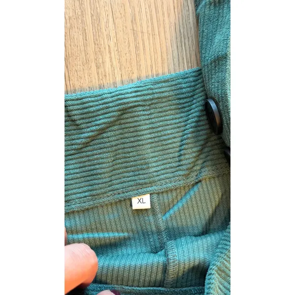 Green Corduroy Wide Leg Overalls XL Teal Ribbed Sleeveless Jumpsuit with Pockets - Image 6