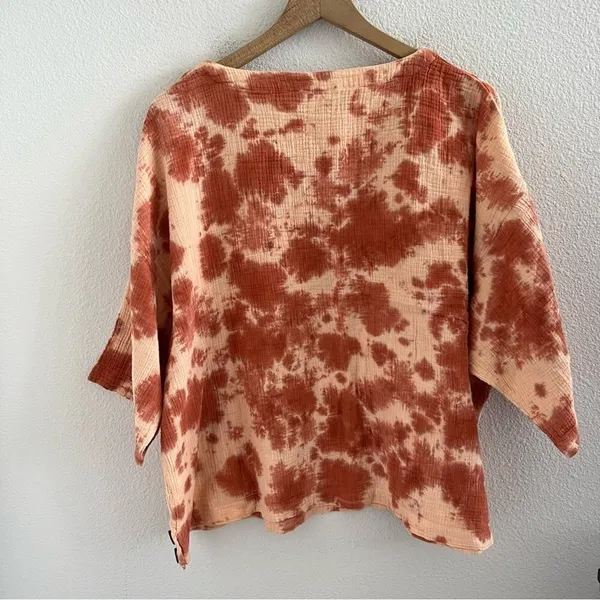 Pure Jill J. Jill Gauzy Tie Dye Minimalist Lagenlook Boho Top Medium - Image 3