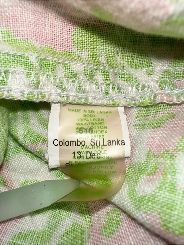 Lilly Pulitzer The Beach Pant Linen Pink & Green Wide Leg Drawstring Pants LARGE - Image 5