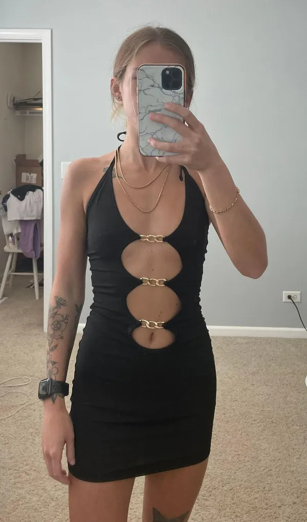 SheIn Black Chain Cutout Dress - Image 4