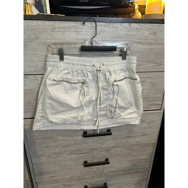 Zara White Cargo Mini Skirt Elastic Waist Utility Gorpcore Pockets Large - Image 2