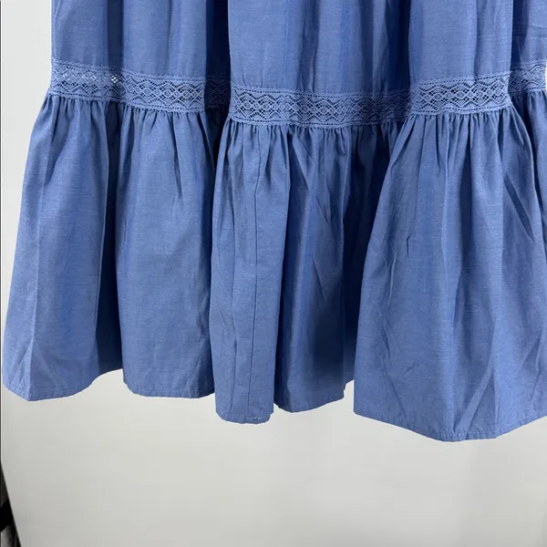 Francesca's Collections Blue Maxi Skirt Lace Accent western boho country cottage - Image 10