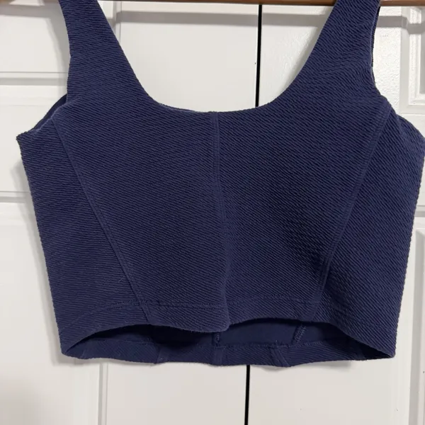 OFFLINE by Aerie Navy Blue Textured Cropped‎ Corset Top XS TP - Image 6