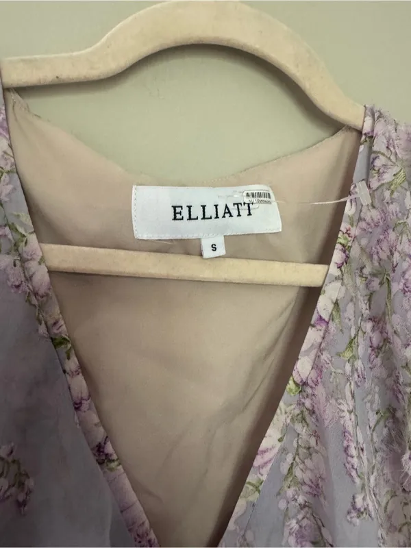 Elliatt Lilac Ruffle Mini Dress with Floral Embroidery - Image 3