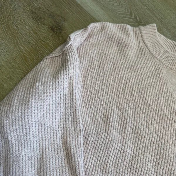 Aerie Light Pink Ribbed Knit Pullover Sweater - Image 3