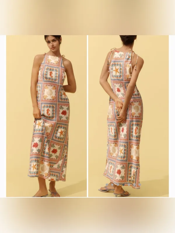 Anthropologie Tie-Neck Column Midi Dress - Image 2