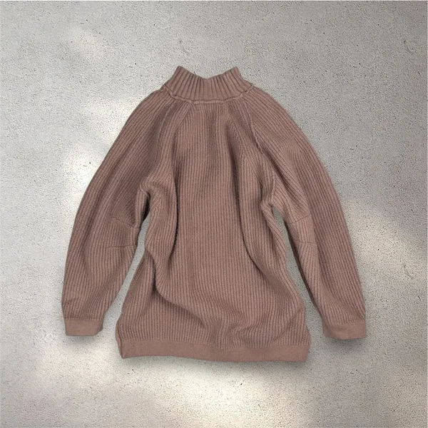 Free People Sunbeam Sweater Women's XS Antler Brown Oversized Mock Neck Autumn - Image 3