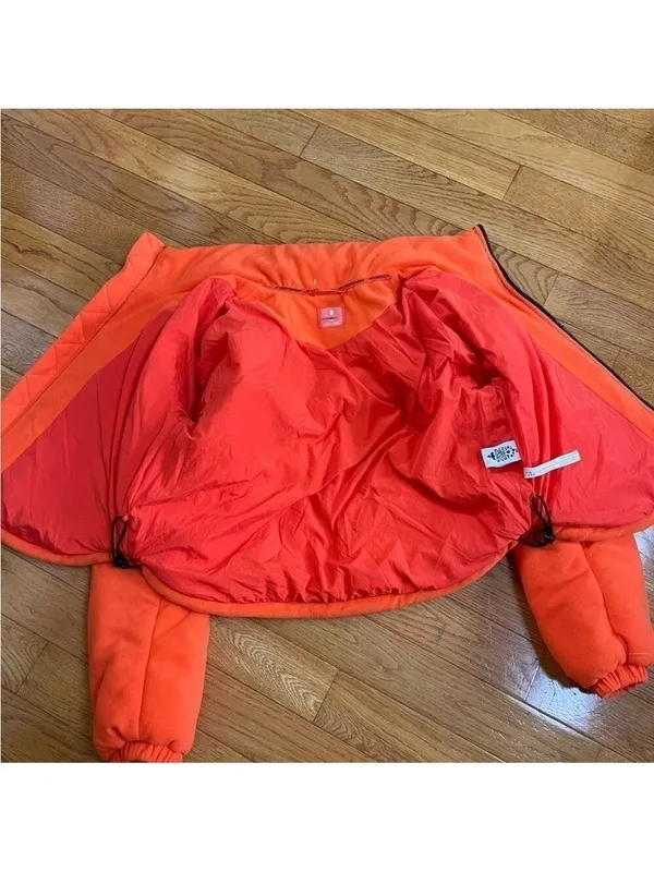 FP MOVEMENT Free People Neon Orange Puffer Fleece Jacket Cropped Insulated Sz L - Image 12