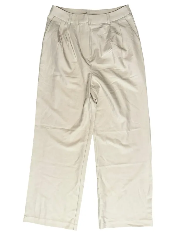 Commense NWT Women’s Sz M Light Beige Wide Leg High Waist Pleated Pants Trousers - Image 2