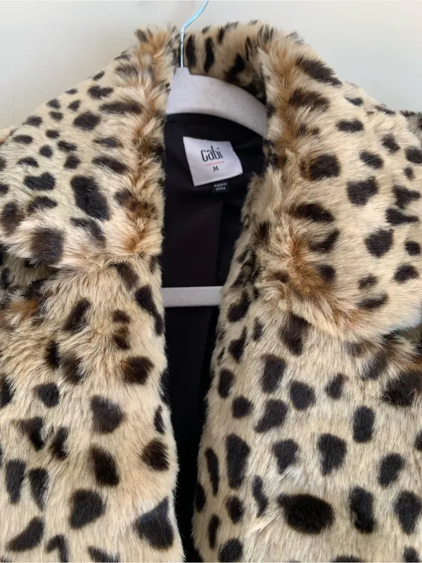 Cabi Outerwear Jacket Coat Women Medium Leopard Print Trench Long Winter Cold - Image 2