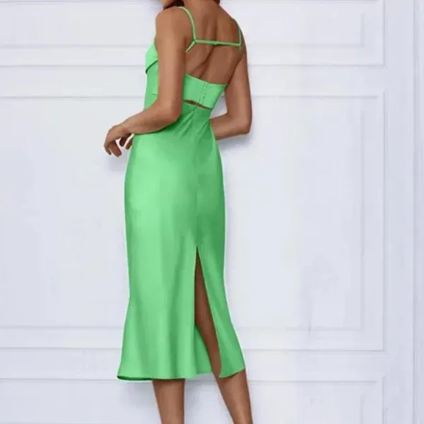 NWT Green Satin Maxi Dress - Image 3