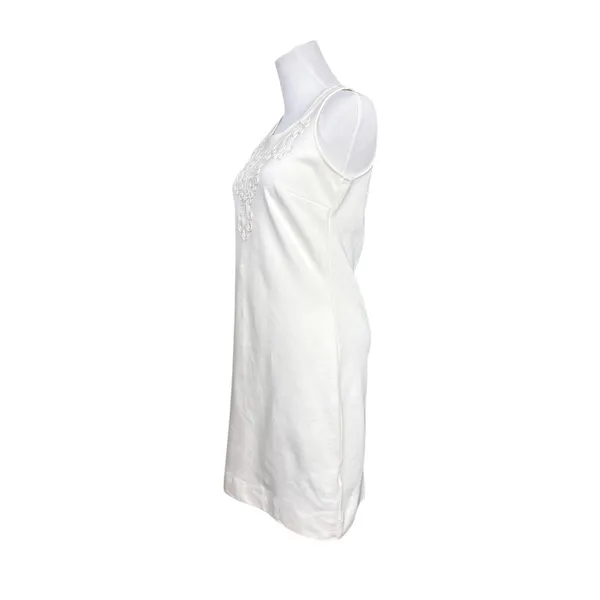 Lilly Pulitzer Foster‎ Pique Textured Cotton Shift Dress SMALL White Embroidered - Image 2