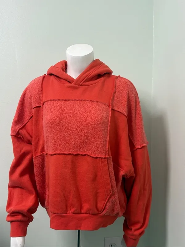 AERIE Orange Patchwork Hoodie - Image 4