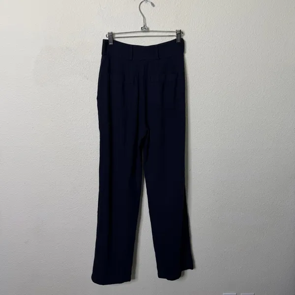 LACAUSA Echo Trousers Pleated Cotton‎ Navy Blue Wide Leg Women’s Size XS - Image 4