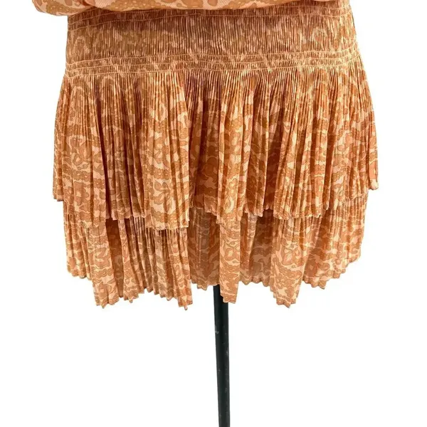 Current Air Los‎ Angeles The Wyland Dress Smocked Mini Orange Floral Size Small - Image 8