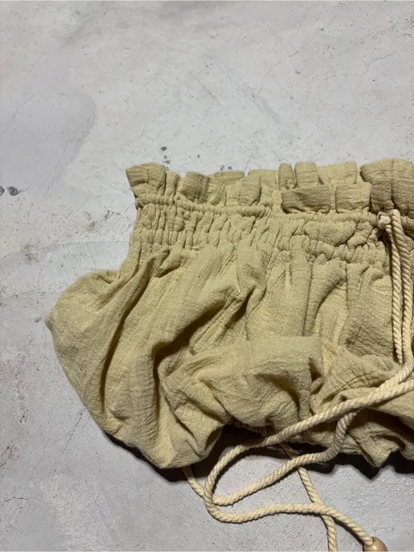 Free people Smocked Drawstring Bandeau Top strapless Pale Yellow XS - Image 2
