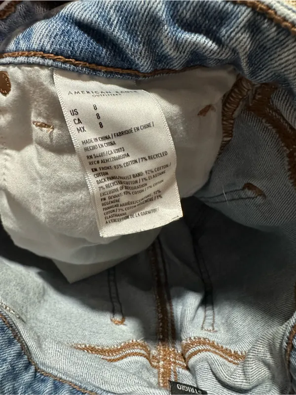 American Eagle Outfitters Light Wash Distressed Denim Shorts - Image 3