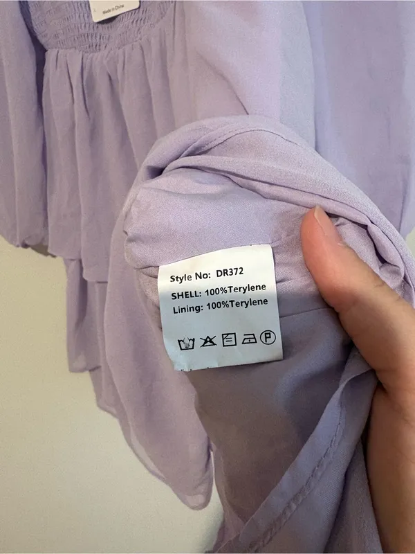 Byinns Smocked Ruffle Mini Dress Square‎ Neck Long Sleeve purple size small - Image 6