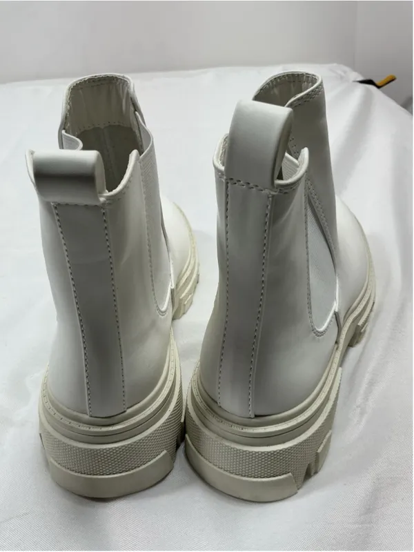 Womans Excellent Pizz Annli Chelsea Platform Ankle Boots 7.5 White Pull On - Image 3