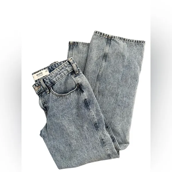 Hollister Low-Rise Medium Wash Baggy Jeans 25X31” Med Wash 100% Cotton Wide Leg - Image 3