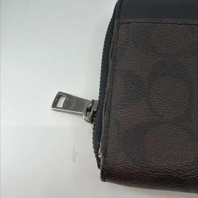 Coach Accordion Zip Brown/Black Signature Coated Canvas Wallet - Image 3