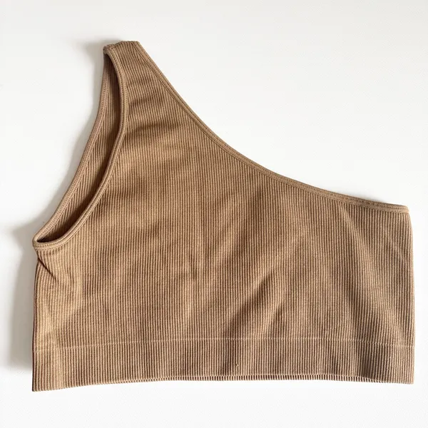 SET Active Womens Taupe Brown Ribbed One Shoulder SCULPTFLEX‎ Sports Bra Size S - Image 3