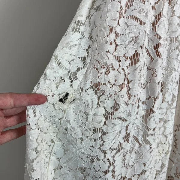 Lulus Midi Dress Womens XL Love Swept Lace White Floral Beige Lined A-Line Party - Image 5