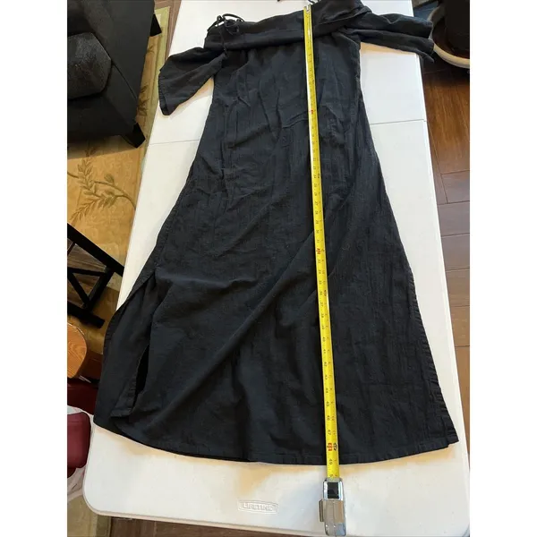 Soft Surroundings Long Black Small Off Shoulder Dress Maxi Slit Spaghetti resort - Image 10