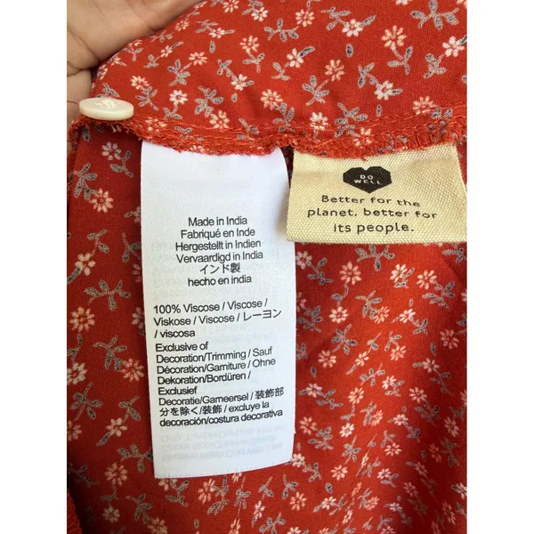 Madewell Red Floral Challis Button-Front Mini Dress in Tiny‎ Daisy Size 1X NWT - Image 7