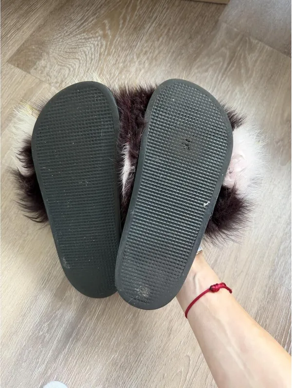 Yves Salomon furry flip flops Brown Size 6 - Image 3