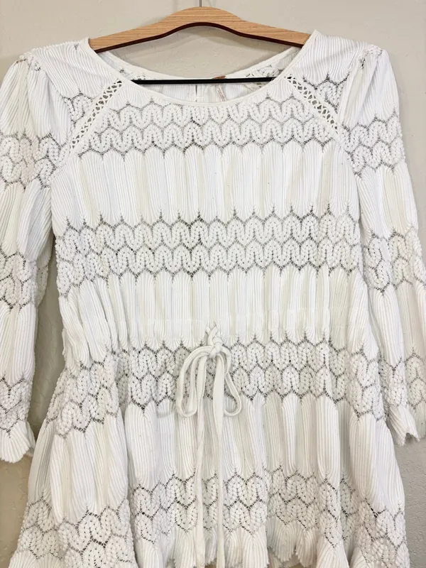 Free People Fire Island White Open Knit Top Size S - Image 7