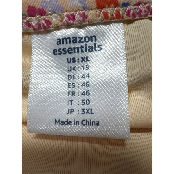 Amazon Essentials Size XL One Piece Swimsuit Orange and‎ Pink Floral on a Peach - Image 5