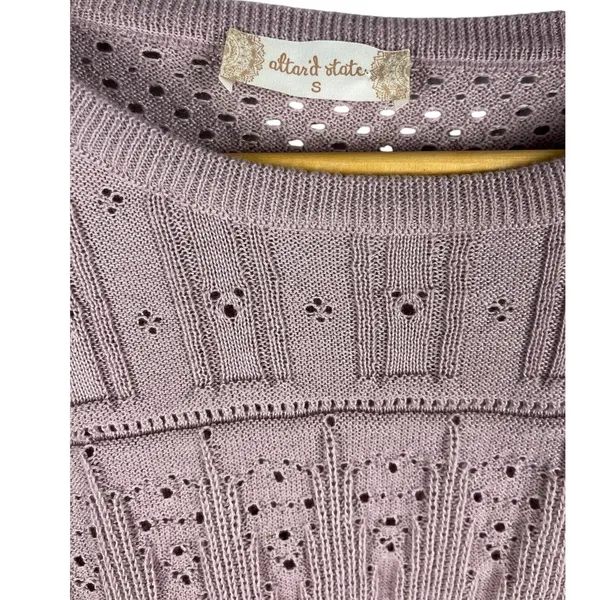 Altard State Violet Crochet Pullover Sweater Bell Sleeves Eyelet‎ Size Small - Image 6