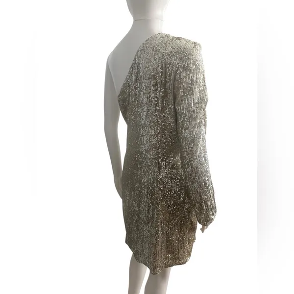 Gianni Bini Metallic Silver One-Shoulder Dress 12 - Image 2