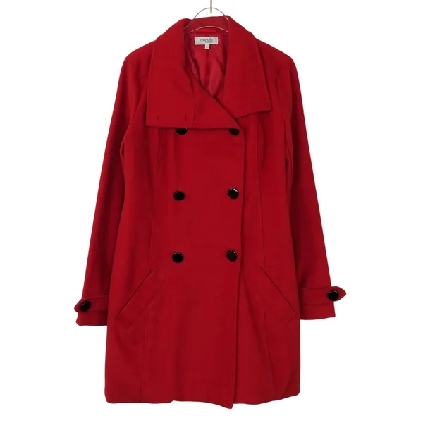 Charlotte Russe Red Wool Pea Coat Small Long Double Breasted Peacoat - Image 5