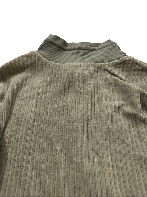 Maurices Olive Green Ribbed Corded Tie Neck Pullover Sweater Front Small Women's - Image 9