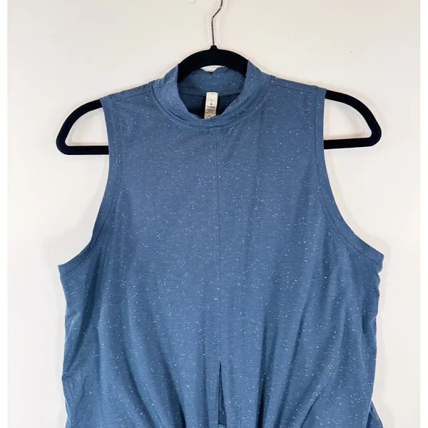 Lululemon Women Top Blue Time to Restore Mock Neck Tank Front Tie Stretch Size 8 - Image 7