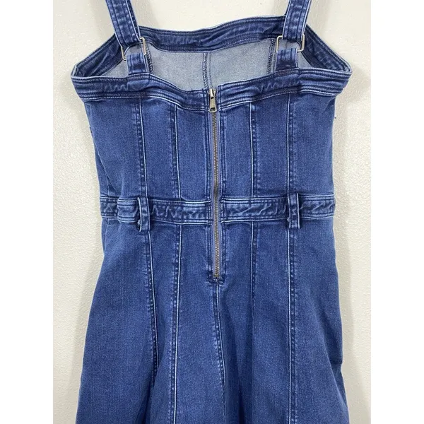 Free People Dark Indigo Denim Mini Dress Size L It has pockets on the sides. - Image 10