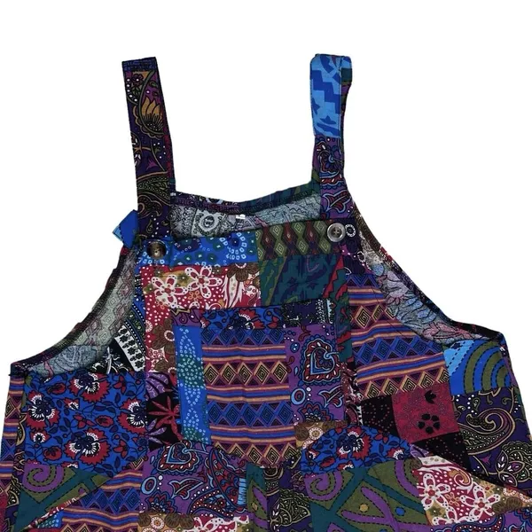 Women's Stitched Summer Good Vibes Vintage‎ Hippie Overalls - Size Large L - Image 5