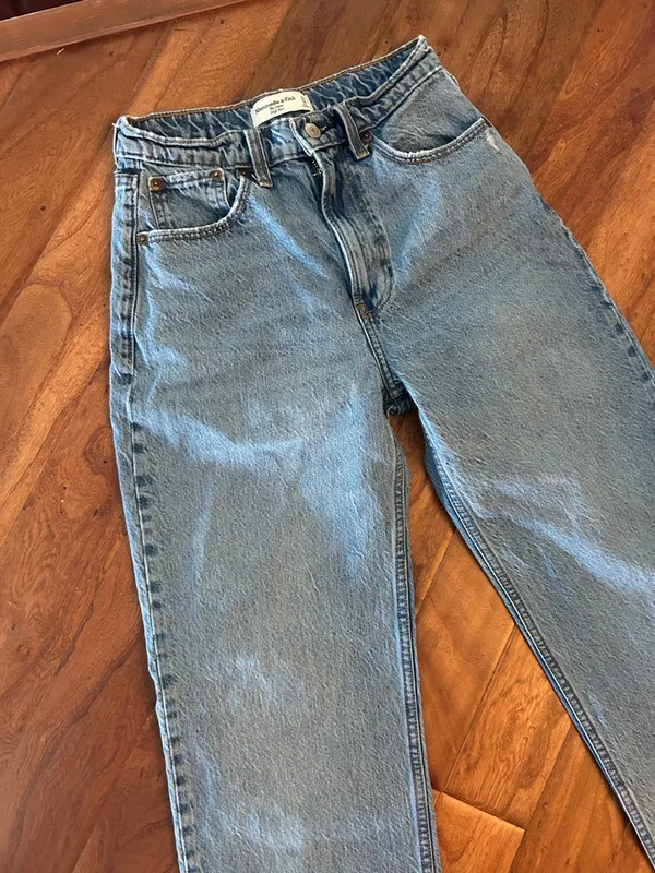 Abercrombie & Fitch The Loose High Rise Blue Denim Jeans Size 24 - Image 4