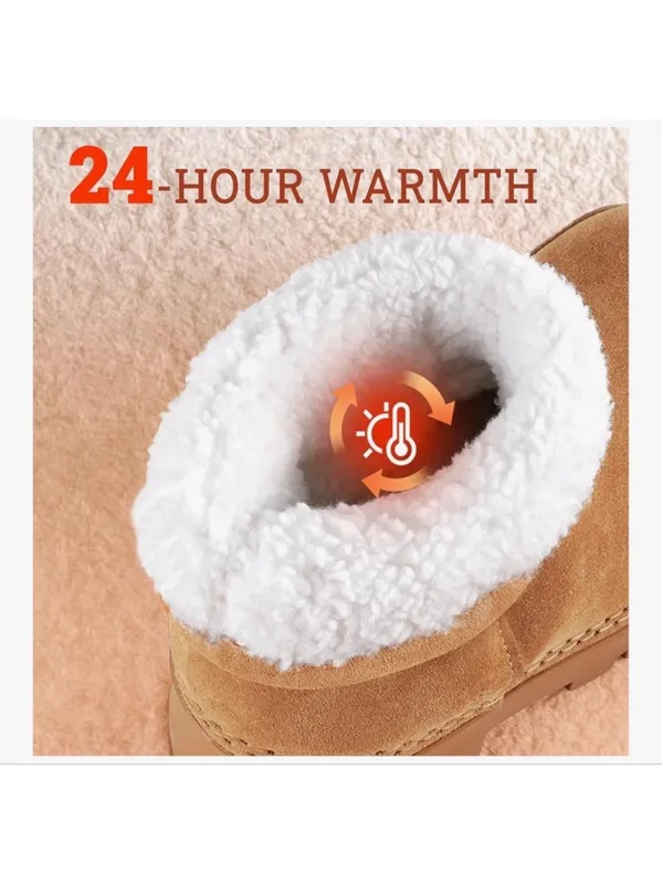 NEW Vegan Suede Platform Winter Snow Boots Ankle Cozy Fur Lined Waterproof 8 - Image 7